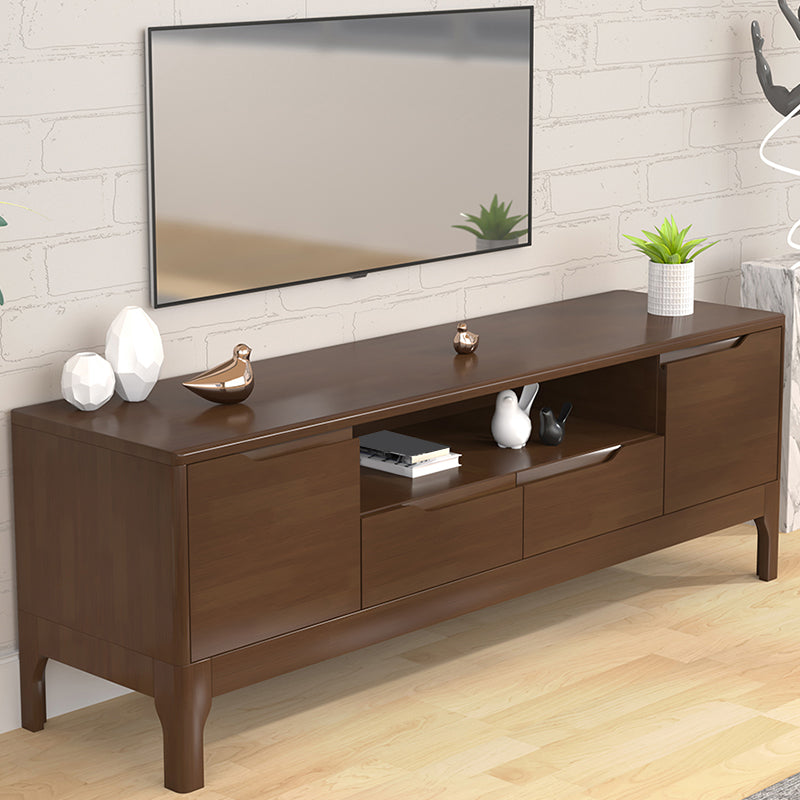 Rubber Wood Media Console Modern 2 Drawers TV Console with Doors Nut-Brown Clearhalo 'furn' 'furn_tv_stands_entertainment_centers' 'Furniture' 'Living Room Furniture' 'TV Stands & Entertainment Centers' 'TV Stands & Media Storage Furniture' 'tv_stands_entertainment_centers' 7051506