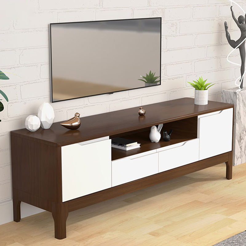 Rubber Wood Media Console Modern 2 Drawers TV Console with Doors Walnut White Clearhalo 'furn' 'furn_tv_stands_entertainment_centers' 'Furniture' 'Living Room Furniture' 'TV Stands & Entertainment Centers' 'TV Stands & Media Storage Furniture' 'tv_stands_entertainment_centers' 7051509
