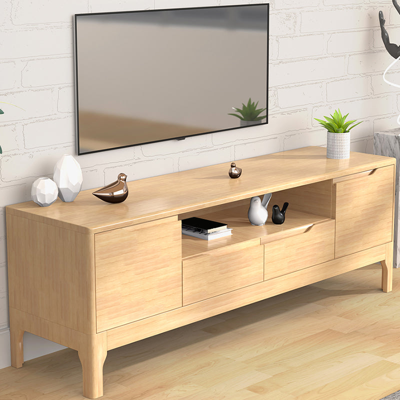 Rubber Wood Media Console Modern 2 Drawers TV Console with Doors Wood Clearhalo 'furn' 'furn_tv_stands_entertainment_centers' 'Furniture' 'Living Room Furniture' 'TV Stands & Entertainment Centers' 'TV Stands & Media Storage Furniture' 'tv_stands_entertainment_centers' 7051511