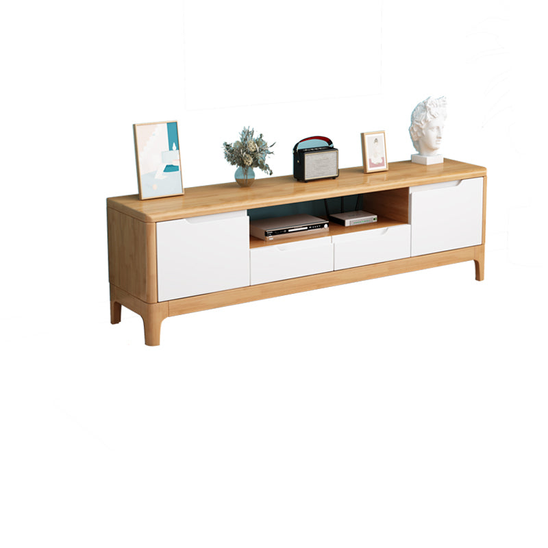 Rubber Wood Contemporary TV Console Open Storage Media Console 47"L x 15"W x 19"H Natural White Clearhalo 'furn' 'furn_tv_stands_entertainment_centers' 'Furniture' 'Living Room Furniture' 'TV Stands & Entertainment Centers' 'TV Stands & Media Storage Furniture' 'tv_stands_entertainment_centers' 7051540