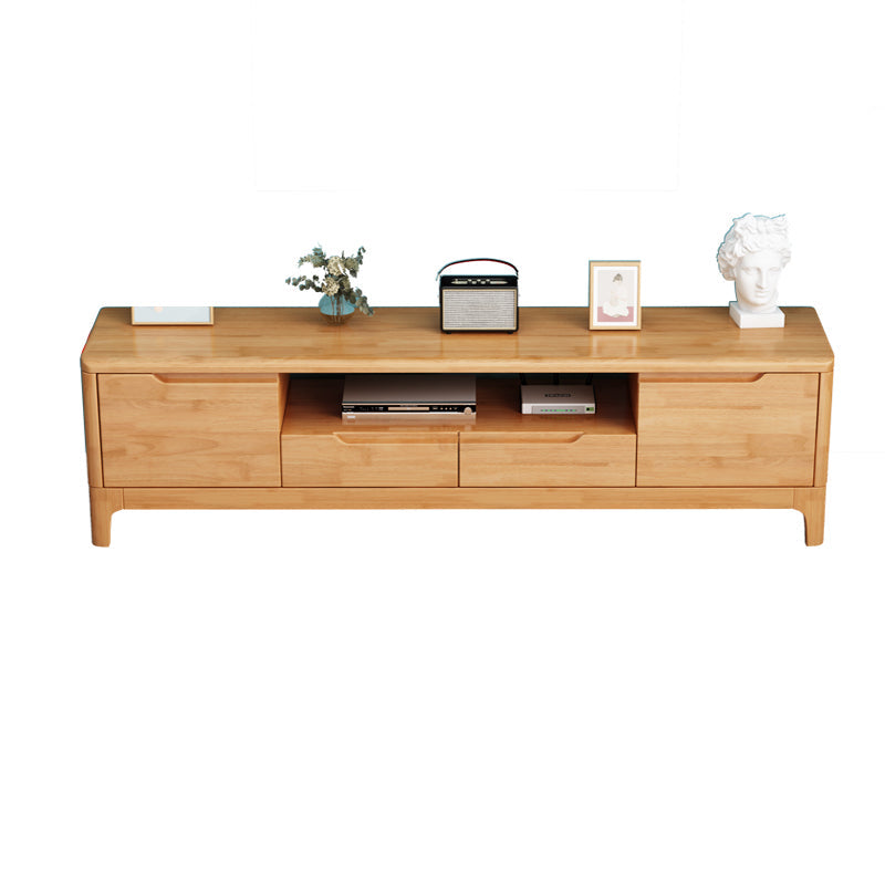 Rubber Wood Contemporary TV Console Open Storage Media Console 71"L x 15"W x 19"H Wood Clearhalo 'furn' 'furn_tv_stands_entertainment_centers' 'Furniture' 'Living Room Furniture' 'TV Stands & Entertainment Centers' 'TV Stands & Media Storage Furniture' 'tv_stands_entertainment_centers' 7051554
