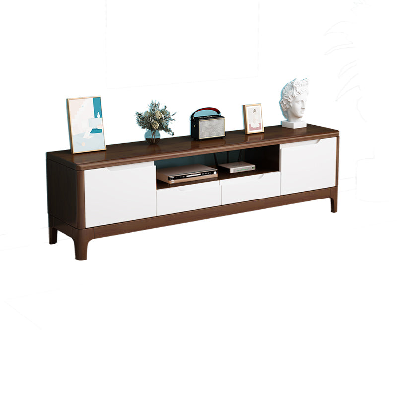 Rubber Wood Contemporary TV Console Open Storage Media Console 47"L x 15"W x 19"H Walnut White Clearhalo 'furn' 'furn_tv_stands_entertainment_centers' 'Furniture' 'Living Room Furniture' 'TV Stands & Entertainment Centers' 'TV Stands & Media Storage Furniture' 'tv_stands_entertainment_centers' 7051557