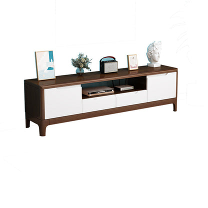 Rubber Wood Contemporary TV Console Open Storage Media Console 47"L x 15"W x 19"H Walnut White Clearhalo 'furn' 'furn_tv_stands_entertainment_centers' 'Furniture' 'Living Room Furniture' 'TV Stands & Entertainment Centers' 'TV Stands & Media Storage Furniture' 'tv_stands_entertainment_centers' 7051557