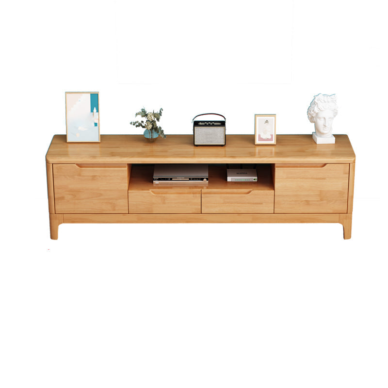 Rubber Wood Contemporary TV Console Open Storage Media Console 59"L x 15"W x 19"H Wood Clearhalo 'furn' 'furn_tv_stands_entertainment_centers' 'Furniture' 'Living Room Furniture' 'TV Stands & Entertainment Centers' 'TV Stands & Media Storage Furniture' 'tv_stands_entertainment_centers' 7051561