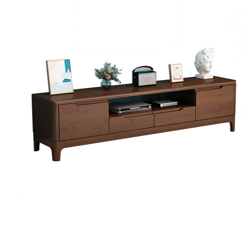 Rubber Wood Contemporary TV Console Open Storage Media Console 79"L x 15"W x 19"H Walnut Clearhalo 'furn' 'furn_tv_stands_entertainment_centers' 'Furniture' 'Living Room Furniture' 'TV Stands & Entertainment Centers' 'TV Stands & Media Storage Furniture' 'tv_stands_entertainment_centers' 7051564