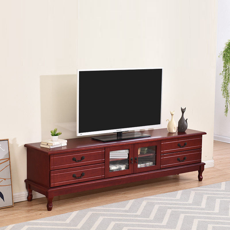 Traditional TV Stand Console Wooden Media Console TV Stand with Drawers Burgundy Clearhalo 'furn' 'furn_tv_stands_entertainment_centers' 'Furniture' 'Living Room Furniture' 'TV Stands & Entertainment Centers' 'TV Stands & Media Storage Furniture' 'tv_stands_entertainment_centers' 7051574