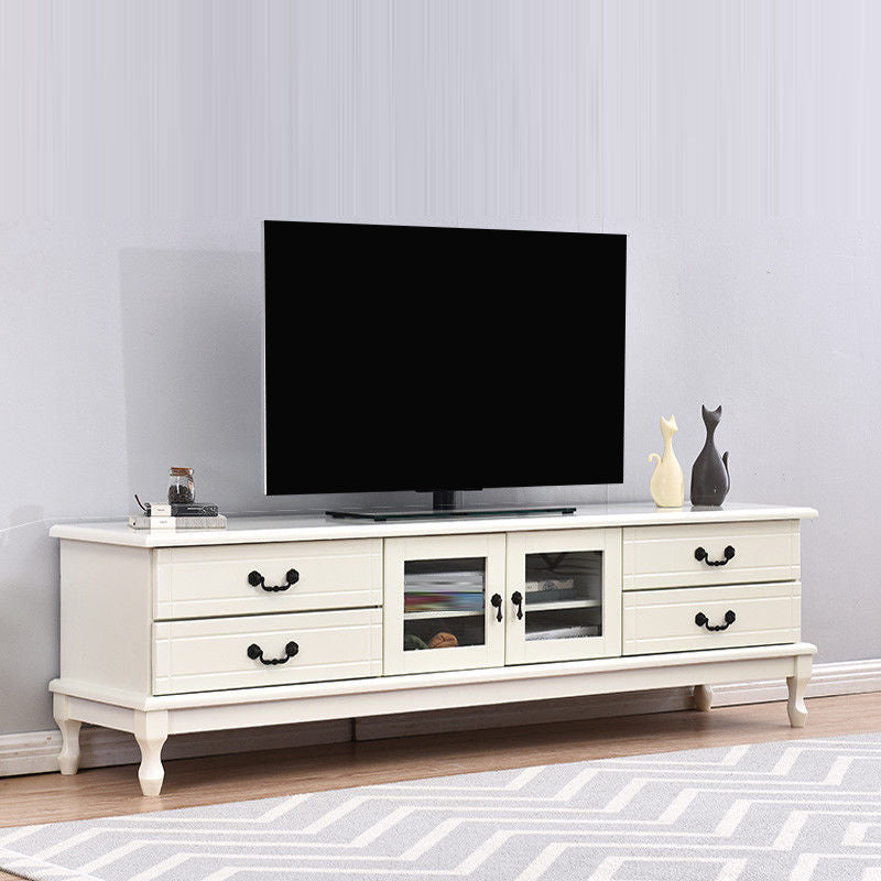Traditional TV Stand Console Wooden Media Console TV Stand with Drawers Ivory Clearhalo 'furn' 'furn_tv_stands_entertainment_centers' 'Furniture' 'Living Room Furniture' 'TV Stands & Entertainment Centers' 'TV Stands & Media Storage Furniture' 'tv_stands_entertainment_centers' 7051576