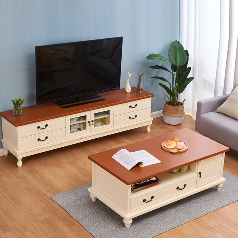 Consola de TV de madera Consola de medios de TV tradicional para sala de estar