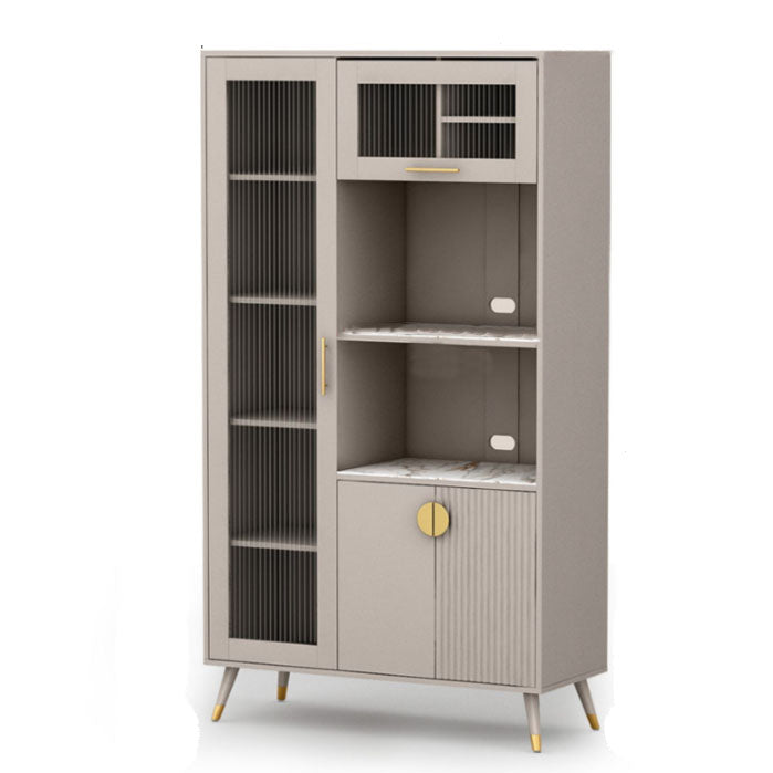 Ultra Modern Dining Hutch Glass Doors Faux Wood Storage Cabinet for Dining Room Clearhalo 'Display & China Cabinets' 'display_china_cabinets' 'furn' 'furn_display_china_cabinets' 'Furniture' 'Kitchen & Dining Furniture' 7051699