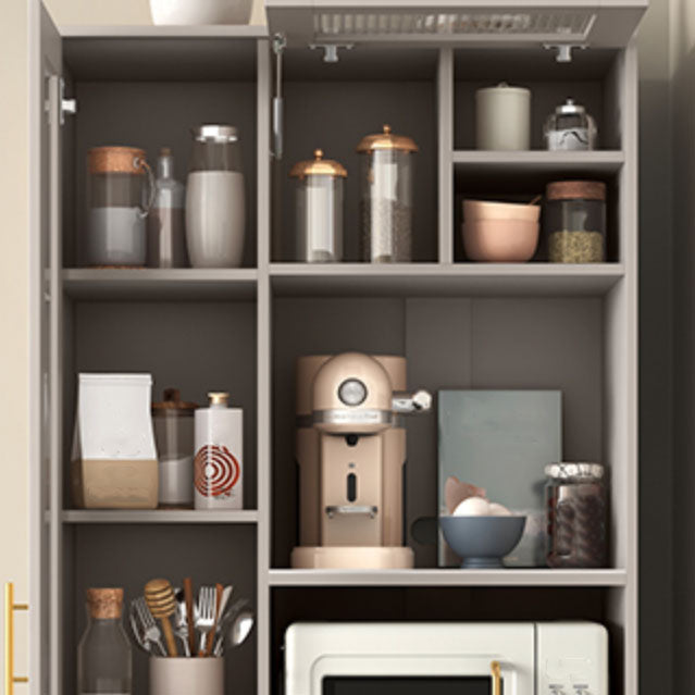 Ultra Modern Dining Hutch Glass Doors Faux Wood Storage Cabinet for Dining Room Clearhalo 'Display & China Cabinets' 'display_china_cabinets' 'furn' 'furn_display_china_cabinets' 'Furniture' 'Kitchen & Dining Furniture' 7051701