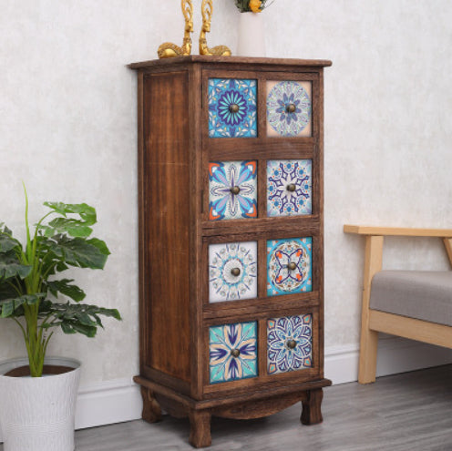 Coastal Storage Chest Dresser Solid Wood Storage Chest with 3/6/8/10 Drawers 17"L x 13"W x 39"H Brown Painted Clearhalo 'Bedroom Furniture' 'Dressers & Chests' 'dressers_chests' 'furn' 'furn_dressers_chests' 'Furniture' 7051777