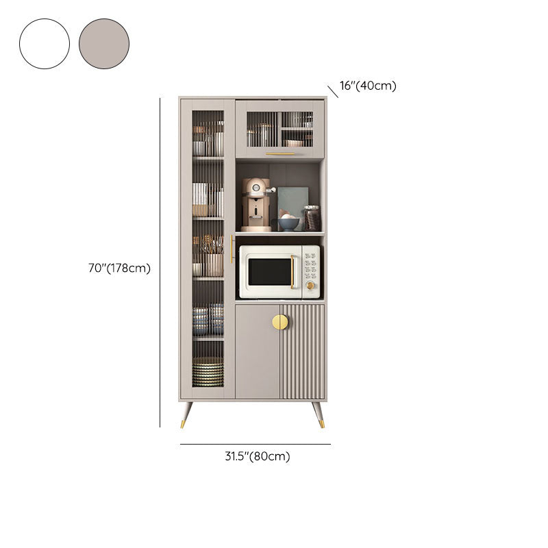 Ultra Modern Dining Hutch Glass Doors Faux Wood Storage Cabinet for Dining Room Clearhalo 'Display & China Cabinets' 'display_china_cabinets' 'furn' 'furn_display_china_cabinets' 'Furniture' 'Kitchen & Dining Furniture' 7051907