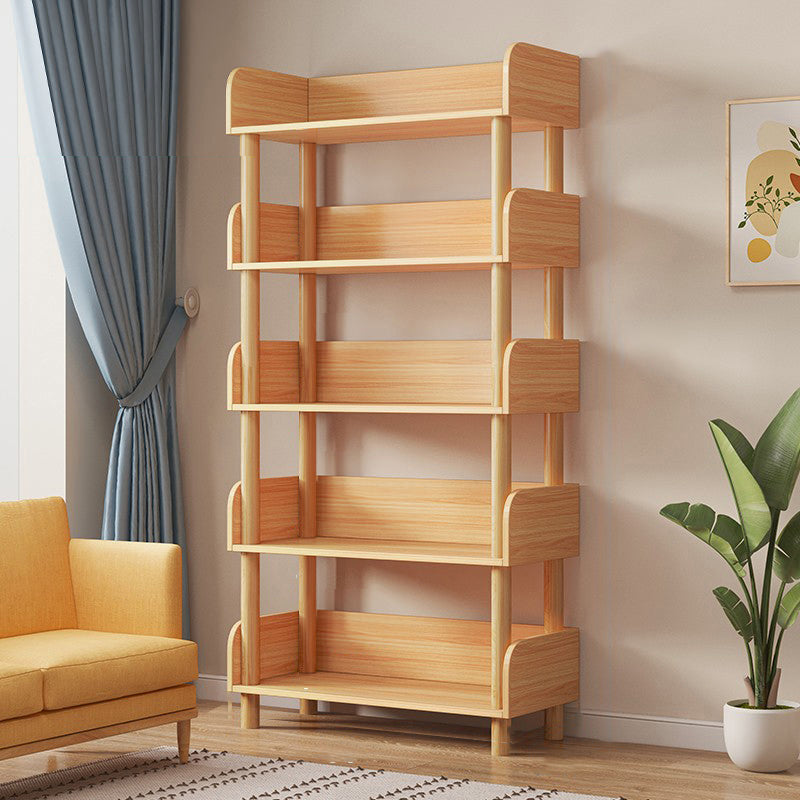 Open Back Standard Bookshelf Engineered Wood Bookcase for Study Room 23.6"L x 9.4"W x 53.9"H Natural Clearhalo 'Bookcases' 'furn' 'furn_bookcases' 'Furniture' 'Office Furniture' 7053788
