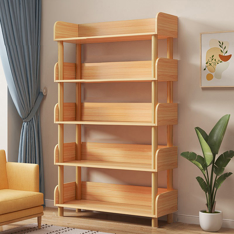 Open Back Standard Bookshelf Engineered Wood Bookcase for Study Room 31.5"L x 9.4"W x 43.3"H Natural Clearhalo 'Bookcases' 'furn' 'furn_bookcases' 'Furniture' 'Office Furniture' 7053790
