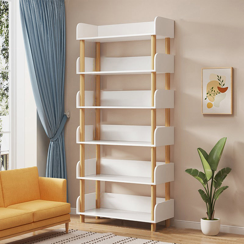 Open Back Standard Bookshelf Engineered Wood Bookcase for Study Room 23.6"L x 9.4"W x 66.5"H White Clearhalo 'Bookcases' 'furn' 'furn_bookcases' 'Furniture' 'Office Furniture' 7053791