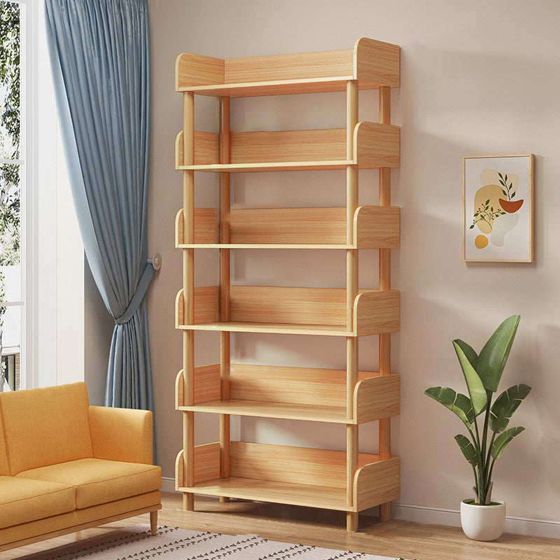 Open Back Standard Bookshelf Engineered Wood Bookcase for Study Room 23.6"L x 9.4"W x 66.5"H Natural Clearhalo 'Bookcases' 'furn' 'furn_bookcases' 'Furniture' 'Office Furniture' 7053792