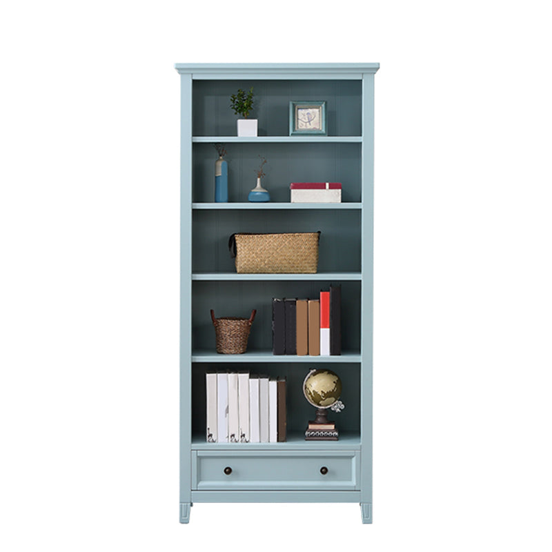 Modern Closed Back Standard Bookshelf Wooden Bookcase with Shelves for Study Room 31"L x 15"W x 71"H Cyan Clearhalo 'Bookcases' 'furn' 'furn_bookcases' 'Furniture' 'Office Furniture' 7053851