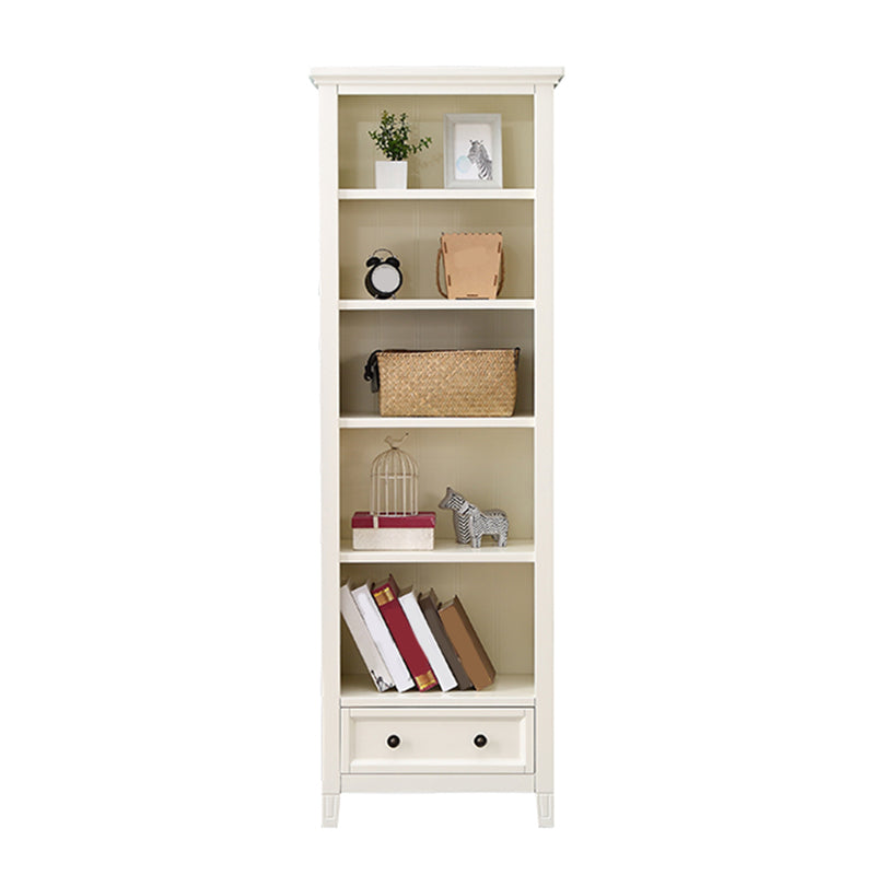 Modern Closed Back Standard Bookshelf Wooden Bookcase with Shelves for Study Room 23.6"L x 15"W x 70.9"H Ivory Clearhalo 'Bookcases' 'furn' 'furn_bookcases' 'Furniture' 'Office Furniture' 7053869