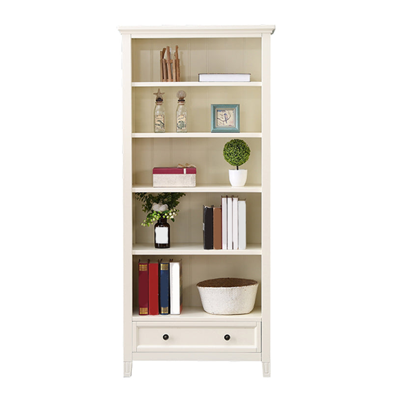 Modern Closed Back Standard Bookshelf Wooden Bookcase with Shelves for Study Room 31"L x 15"W x 71"H Ivory Clearhalo 'Bookcases' 'furn' 'furn_bookcases' 'Furniture' 'Office Furniture' 7053870