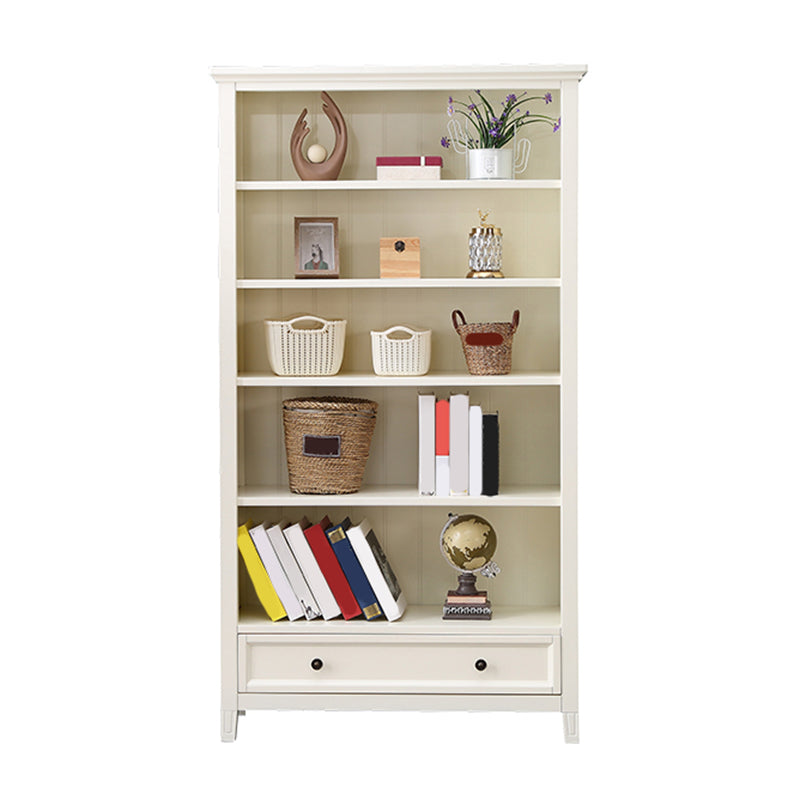 Modern Closed Back Standard Bookshelf Wooden Bookcase with Shelves for Study Room 39"L x 15"W x 71"H Ivory Clearhalo 'Bookcases' 'furn' 'furn_bookcases' 'Furniture' 'Office Furniture' 7053871