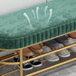Modern Entryway Bench Cushioned Metal Seating Bench with Shelves , 12.5 inch W