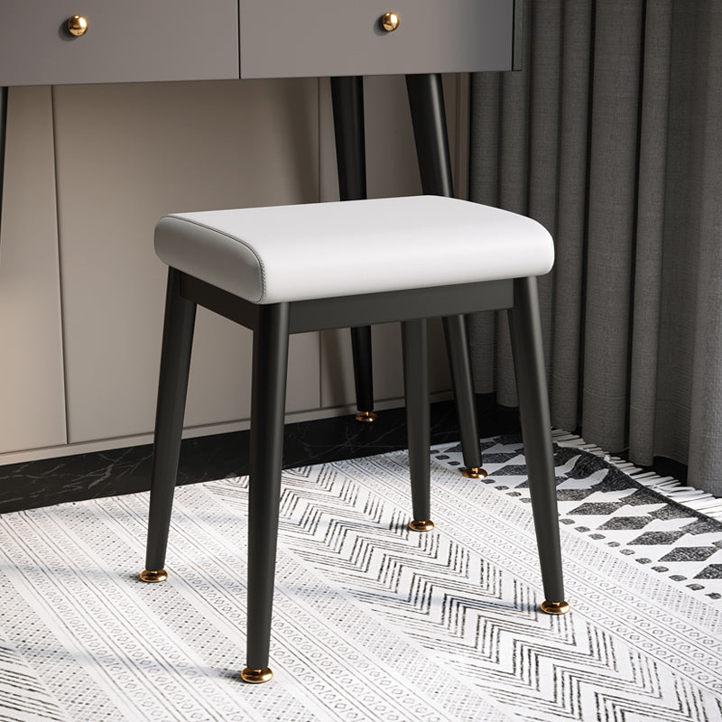 Fabric Standard Stool Modern Style Simple Household Rectangular Stool White 1 Piece Black Clearhalo 'furn' 'furn_ottomans_poufs' 'Furniture' 'Living Room Furniture' 'Ottomans & Poufs' 'ottomans_poufs' 7055604