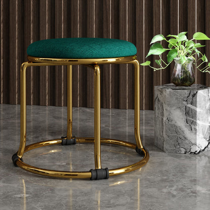 Fabric Standard Stool Modern Style Simple Household Round Stool Linen Green 1 Piece Clearhalo 'furn' 'furn_ottomans_poufs' 'Furniture' 'Living Room Furniture' 'Ottomans & Poufs' 'ottomans_poufs' 7055625