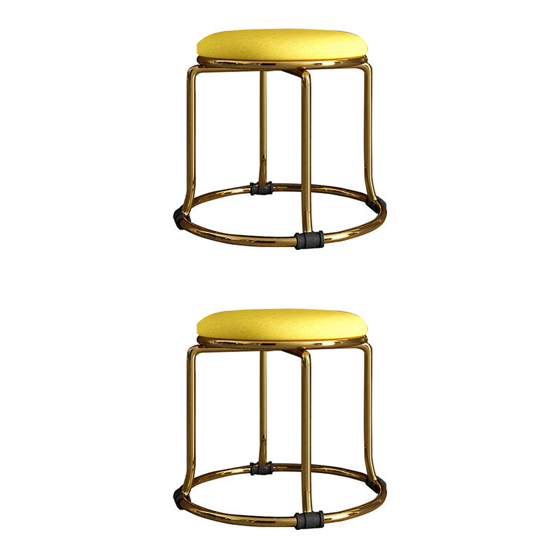 Fabric Standard Stool Modern Style Simple Household Round Stool Linen Yellow 2 Piece Set Clearhalo 'furn' 'furn_ottomans_poufs' 'Furniture' 'Living Room Furniture' 'Ottomans & Poufs' 'ottomans_poufs' 7055636