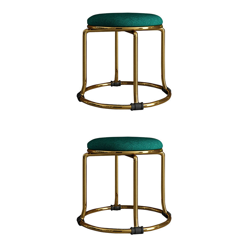 Fabric Standard Stool Modern Style Simple Household Round Stool Linen Green 2 Piece Set Clearhalo 'furn' 'furn_ottomans_poufs' 'Furniture' 'Living Room Furniture' 'Ottomans & Poufs' 'ottomans_poufs' 7055646