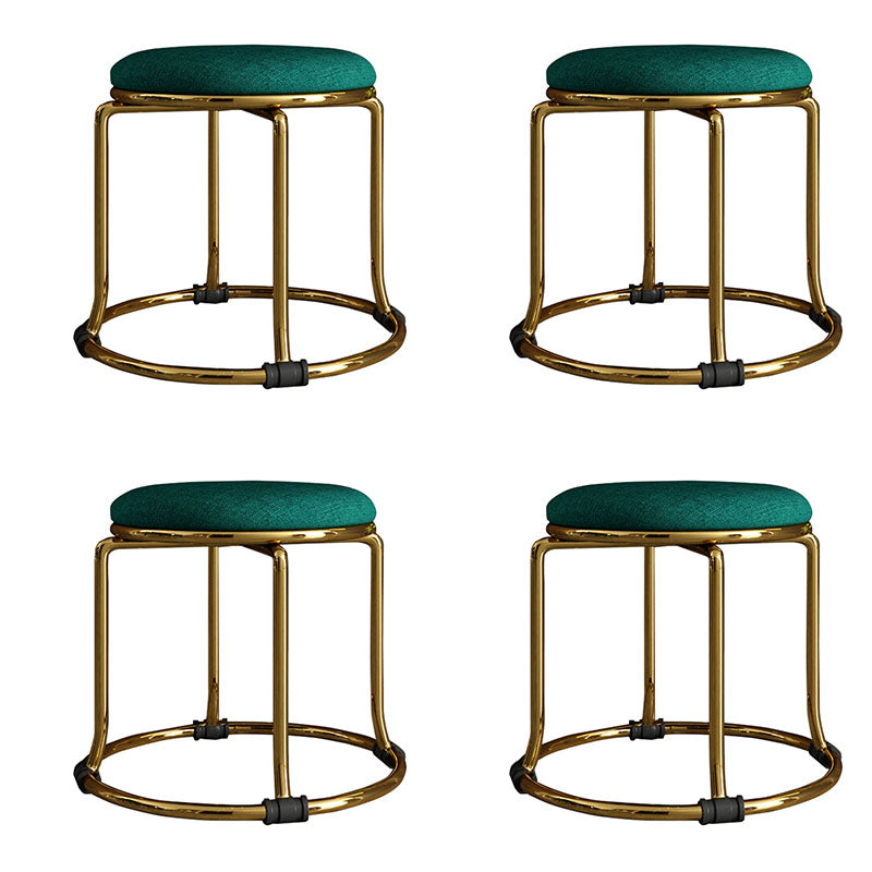 Fabric Standard Stool Modern Style Simple Household Round Stool Linen Green 4 Piece Set Clearhalo 'furn' 'furn_ottomans_poufs' 'Furniture' 'Living Room Furniture' 'Ottomans & Poufs' 'ottomans_poufs' 7055647