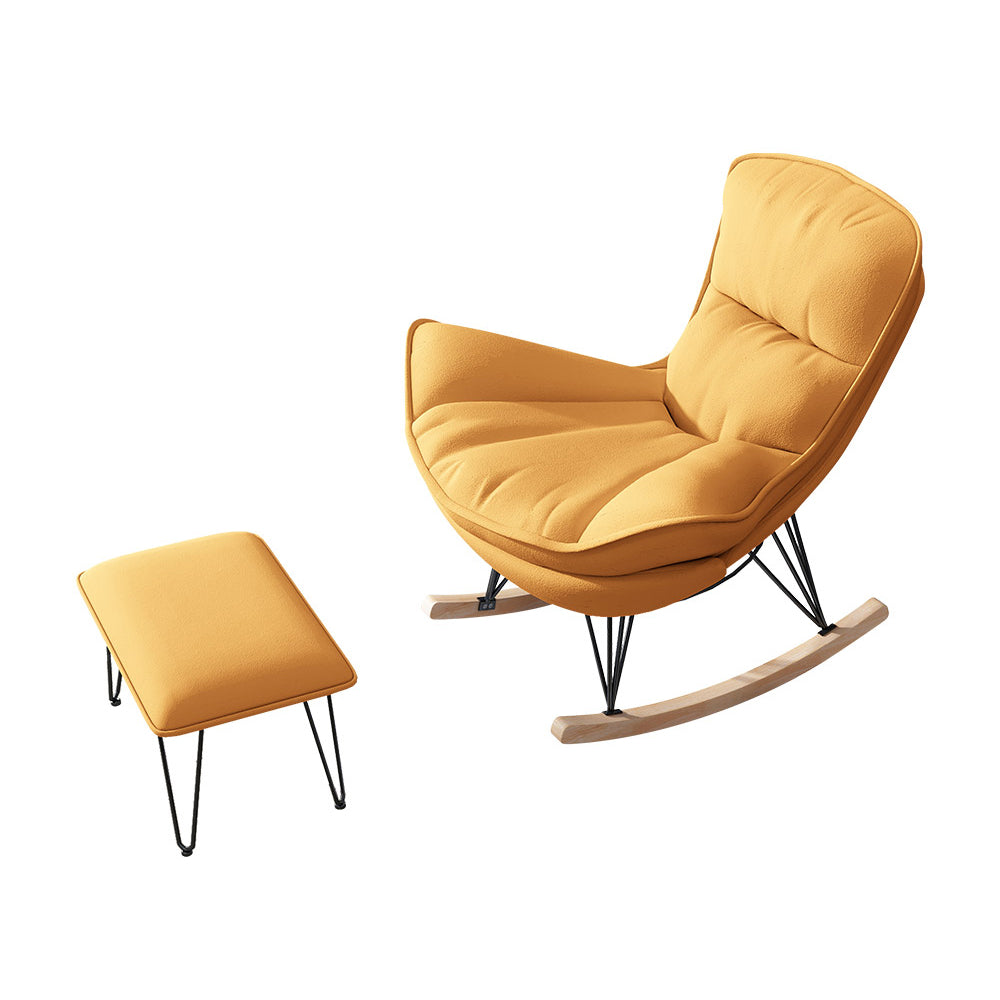 Indoor Leisure Lazy Sofa Chair Modern Style Upholstered Rocking Chair Rocking Chair with Ottomans Orange Clearhalo 'Chairs & Seating' 'furn' 'furn_rocking_chairs' 'Furniture' 'Living Room Furniture' 'Rocking Chairs' 'rocking_chairs' 7055777