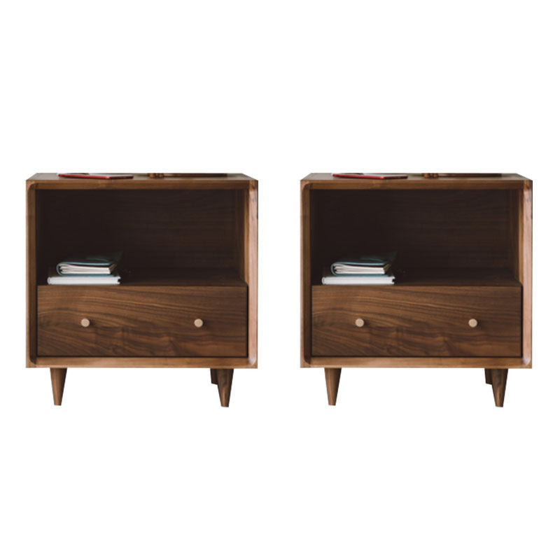 Modern Bed Nightstand Drawers Included Pine Night Table for Bedroom Nut-Brown 2 Piece Set Clearhalo 'Bedroom Furniture' 'furn' 'furn_night_stand' 'Furniture' 'night_stand' 'Nightstands' 7056416