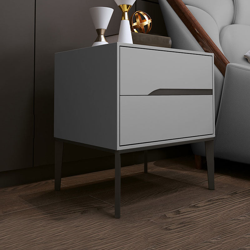 Wooden Accent Table Nightstand Modern Bedside Cabinet with Drawers Light Gray 1 Piece Clearhalo 'Bedroom Furniture' 'furn' 'furn_night_stand' 'Furniture' 'night_stand' 'Nightstands' 7056497
