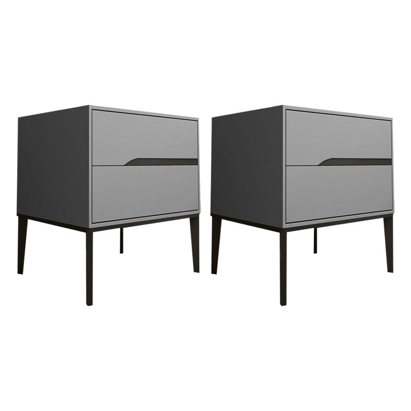 Wooden Accent Table Nightstand Modern Bedside Cabinet with Drawers Light Gray 2 Piece Set Clearhalo 'Bedroom Furniture' 'furn' 'furn_night_stand' 'Furniture' 'night_stand' 'Nightstands' 7056505