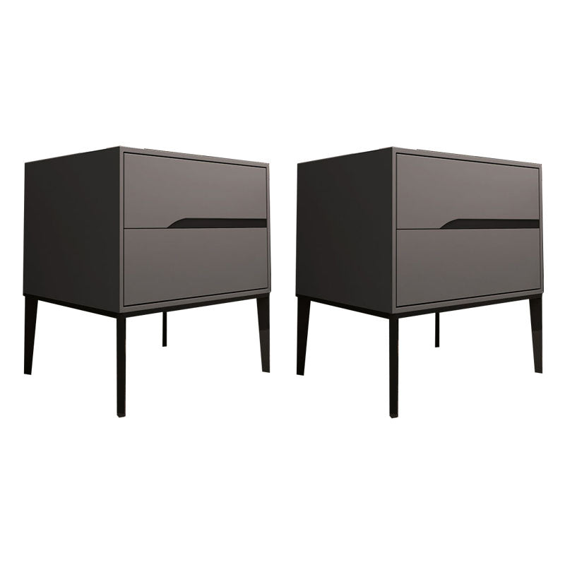Wooden Accent Table Nightstand Modern Bedside Cabinet with Drawers Dark Gray 2 Piece Set Clearhalo 'Bedroom Furniture' 'furn' 'furn_night_stand' 'Furniture' 'night_stand' 'Nightstands' 7056509