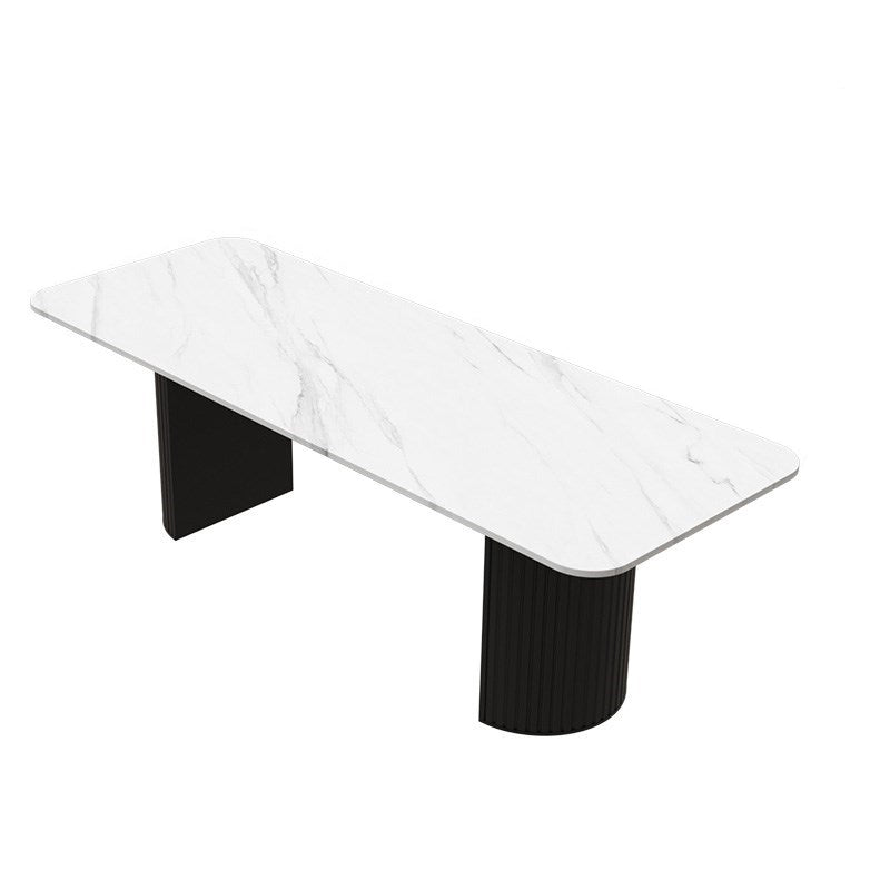 Table de conférence de forme rectangulaire de bureau en pierre avec 2 lames en noir / blanc