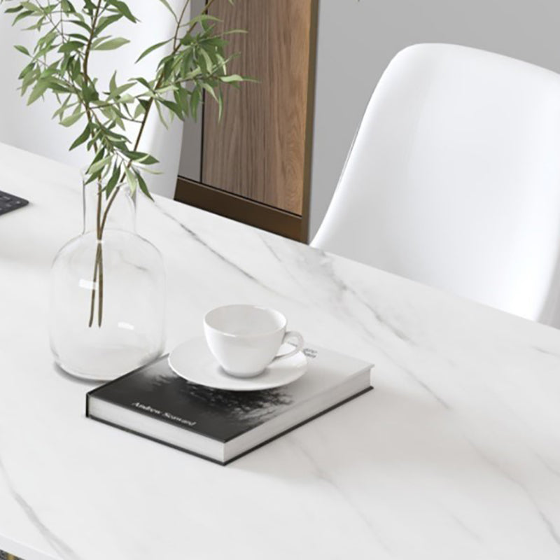 Table de conférence de forme rectangulaire de bureau en pierre avec 2 lames en noir / blanc