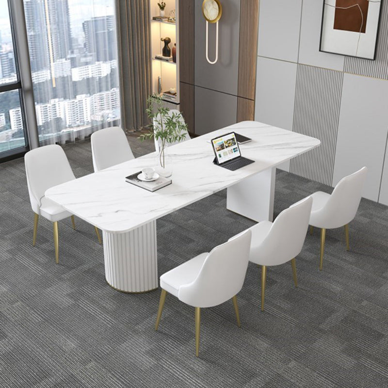 Table de conférence de forme rectangulaire de bureau en pierre avec 2 lames en noir / blanc