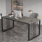 Contemporary Rectangle Writing Desk Antique Finish Office Desk with Metal Legs