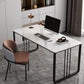 Contemporary Rectangle Writing Desk Antique Finish Office Desk with Metal Legs