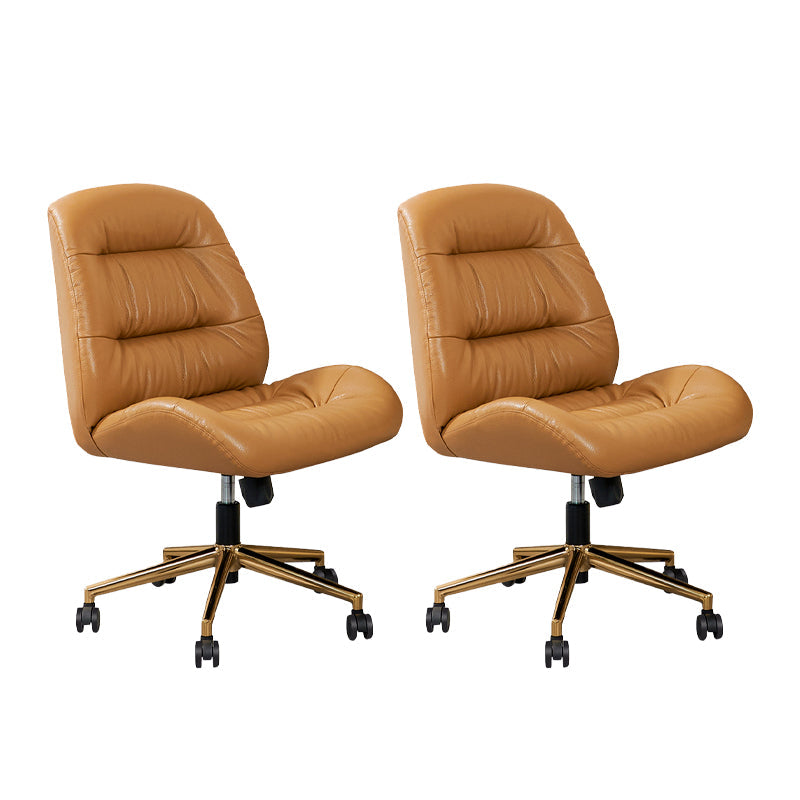 Modern Armless Office Chair Leather Tilt Mechanism No Distressing Desk Chair with Wheels 2 Piece Set Clearhalo 'furn' 'furn_office_chair' 'Furniture' 'Office Chairs' 'Office Furniture' 'office_chair' 7056655