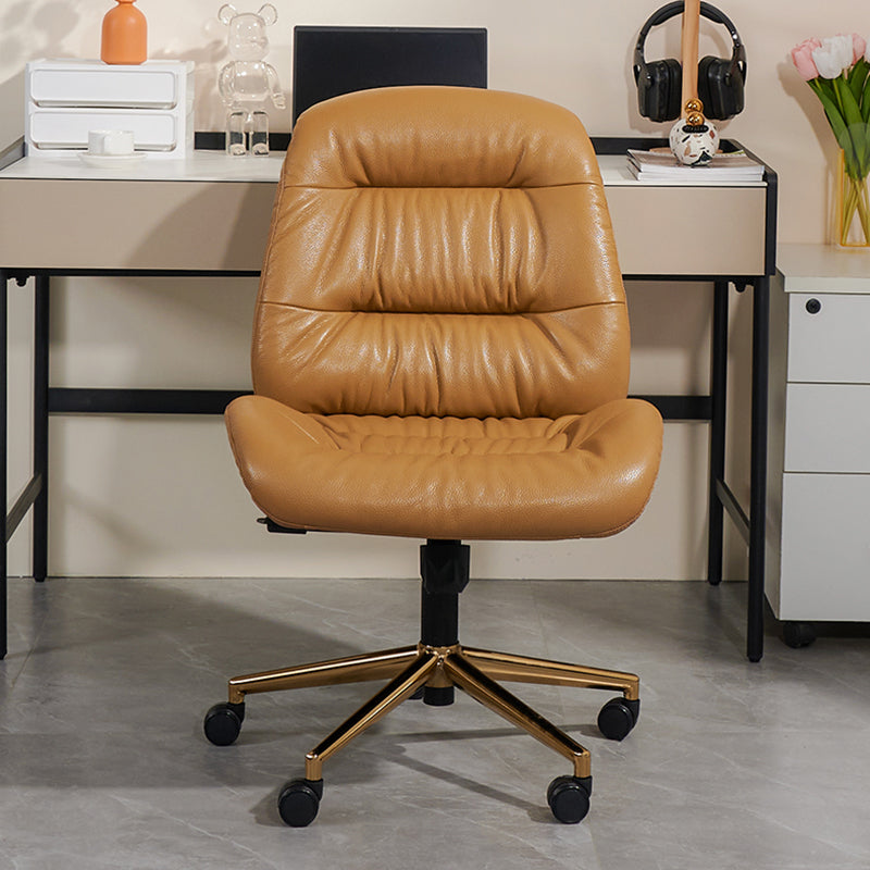 Modern Armless Office Chair Leather Tilt Mechanism No Distressing Desk Chair with Wheels Clearhalo 'furn' 'furn_office_chair' 'Furniture' 'Office Chairs' 'Office Furniture' 'office_chair' 7056656