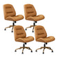 Modern Armless Office Chair Leather Tilt Mechanism No Distressing Desk Chair with Wheels 4 Piece Set Clearhalo 'furn' 'furn_office_chair' 'Furniture' 'Office Chairs' 'Office Furniture' 'office_chair' 7056657