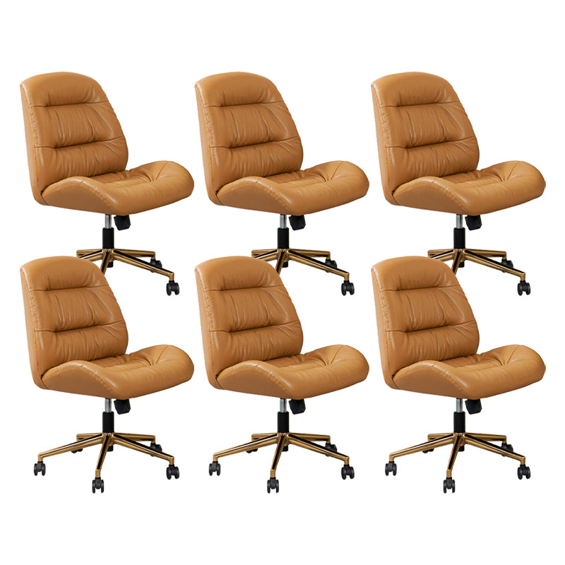 Modern Armless Office Chair Leather Tilt Mechanism No Distressing Desk Chair with Wheels 6 Piece Set Clearhalo 'furn' 'furn_office_chair' 'Furniture' 'Office Chairs' 'Office Furniture' 'office_chair' 7056660