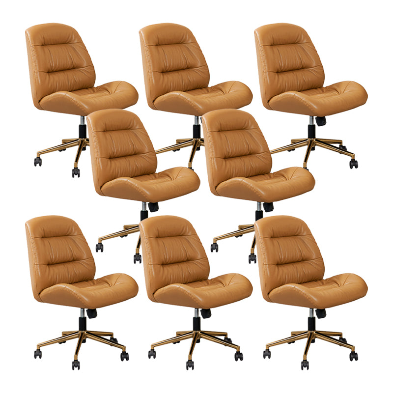 Modern Armless Office Chair Leather Tilt Mechanism No Distressing Desk Chair with Wheels 8 Piece Set Clearhalo 'furn' 'furn_office_chair' 'Furniture' 'Office Chairs' 'Office Furniture' 'office_chair' 7056661