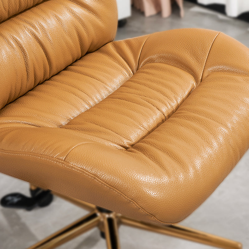 Modern Armless Office Chair Leather Tilt Mechanism No Distressing Desk Chair with Wheels Clearhalo 'furn' 'furn_office_chair' 'Furniture' 'Office Chairs' 'Office Furniture' 'office_chair' 7056663