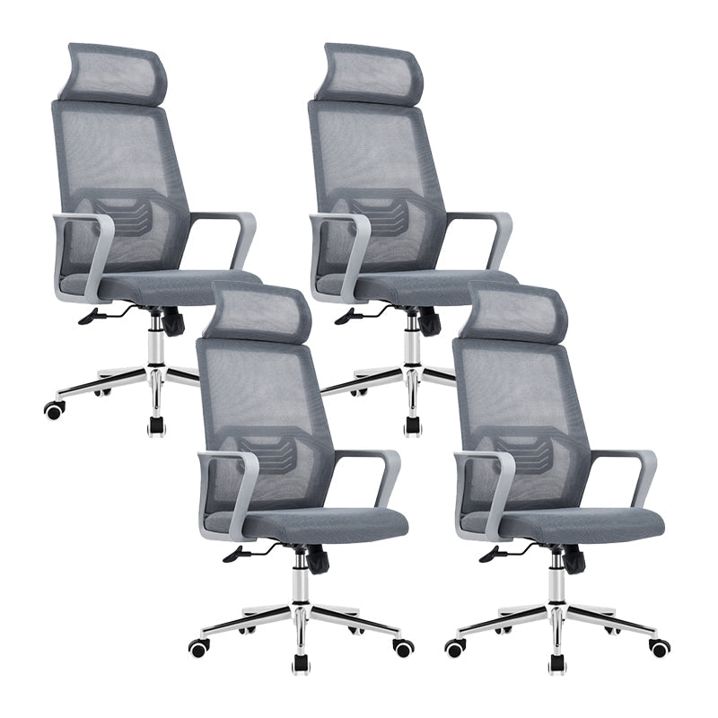 Fixed Arms Office Chair No Distressing Ergonomic Chair with Wheels 4 Piece Set With Headrest Clearhalo 'furn' 'furn_office_chair' 'Furniture' 'Office Chairs' 'Office Furniture' 'office_chair' 7056671