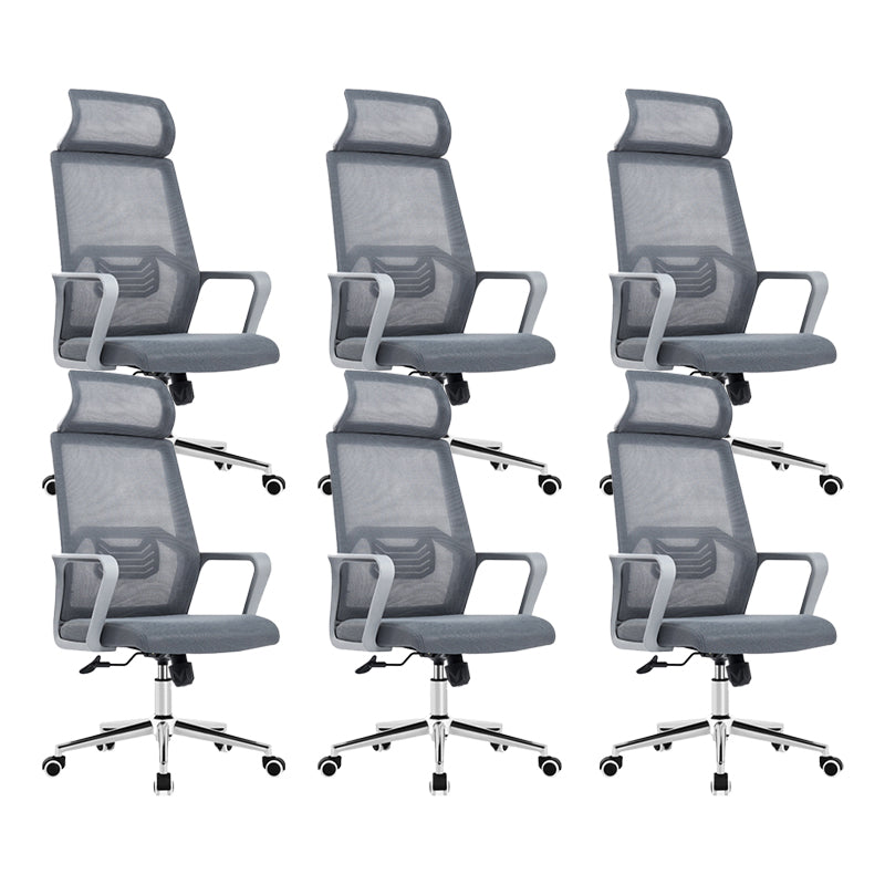 Fixed Arms Office Chair No Distressing Ergonomic Chair with Wheels 6 Piece Set With Headrest Clearhalo 'furn' 'furn_office_chair' 'Furniture' 'Office Chairs' 'Office Furniture' 'office_chair' 7056673