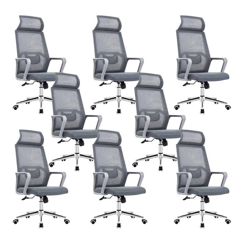 Fixed Arms Office Chair No Distressing Ergonomic Chair with Wheels 8 Piece Set With Headrest Clearhalo 'furn' 'furn_office_chair' 'Furniture' 'Office Chairs' 'Office Furniture' 'office_chair' 7056675