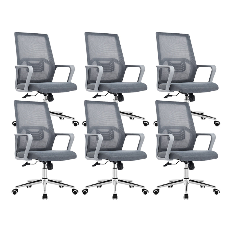 Fixed Arms Office Chair No Distressing Ergonomic Chair with Wheels 6 Piece Set Without Headrest Clearhalo 'furn' 'furn_office_chair' 'Furniture' 'Office Chairs' 'Office Furniture' 'office_chair' 7056683